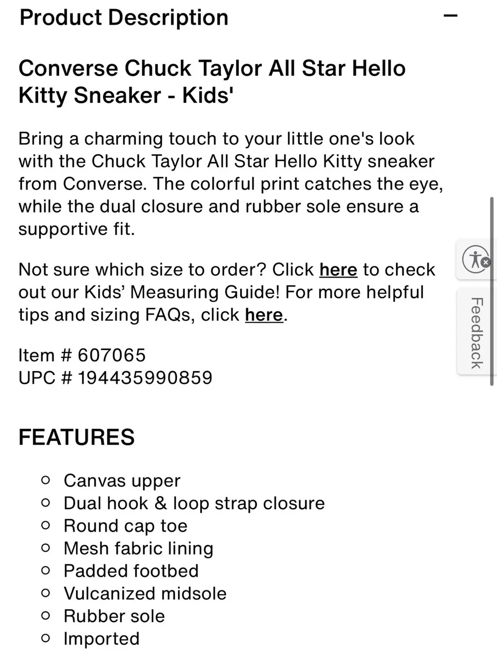 Converse Chuck Taylor All Star Hello Kitty Sneaker - Kids'